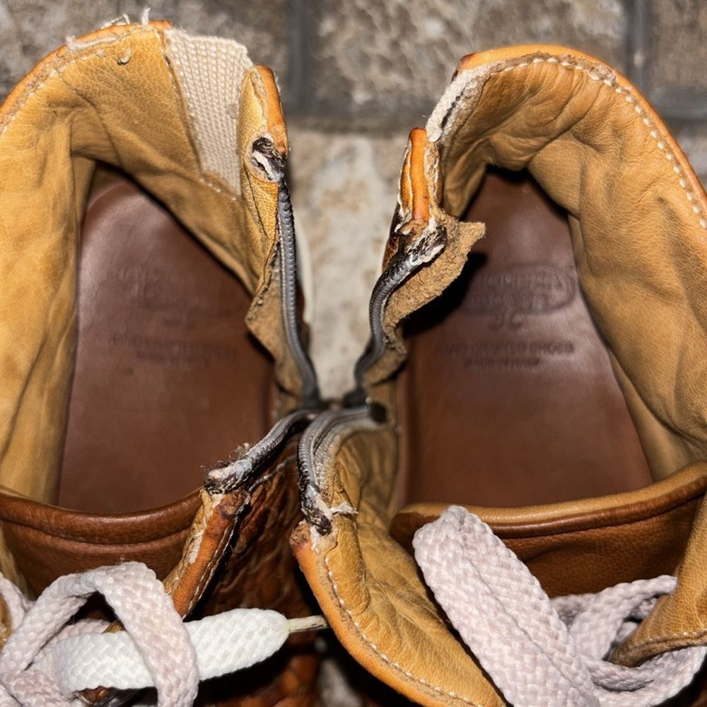 Calzoleria toscana woven leather upper high top sneakers lace & zip up size 37. - Picture 7 of 8